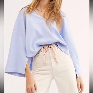 Free People Mateo Top Blue Knit Size M